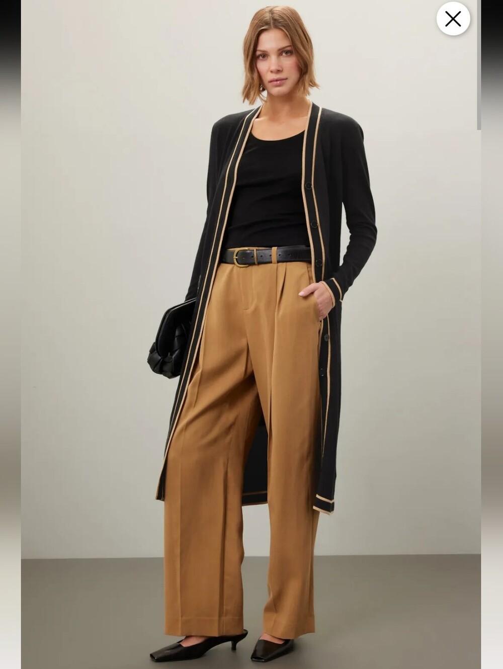 Polo Ralph Lauren Black Camel Stripe Duster Long Cardigan Size S